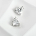 Detailed macro of two heart-shaped zircon pendants with silver bow accents and clear facets - Bow Heart Style (A1-109) / 13.2*13mm / Bow Heart (Silver)