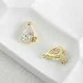 Macro detail of pear-shaped zircon pendants with gold flower accents for jewelry making - Flower Water Drop Style (A1-109) / 15.5*11.2mm / Flower Water Drop (Gold)
