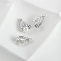 Macro shot of pear-cut zircon pendant with intricate metal flower detail and prong setting - Flower Water Drop Style (A1-109) / 15.5*11.2mm / Flower Water Drop (Silver)