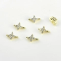6 Stück 14k vergoldete sternförmige Anhänger mit Zirkonia für DIY-Schmuckherstellung - Spitzblume (2 Reihen) / 14K Gold