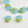 Macro detail of handmade sky blue tulip glass beads for DIY jewelry making - 1 Piece / Light Blue
