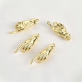 Macro view of four 14k gold-plated hand charms with pointing finger and polished finish - Smooth Double Loop Palm Style (Gold)