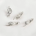 Macro shot of silver palm hand gesture pendants for DIY jewelry making accessories - Smooth Double Loop Palm Style (Silver)