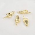 Detailed view of 14k gold-plated hand gesture pendants with zircon settings for DIY jewelry - Zirconia Inlaid Double Loop Palm Style (Gold)