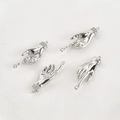 Polished silver palm-shaped charm pendants with pavé zircon wrist details for jewelry making - Zirconia Inlaid Double Loop Palm Style (Silver)