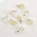 Set of 8 handmade silver wire-wrapped raw yellow crystal gemstone pendant charms - Handmade Wire Wrap Style / Lemon Citrine (Random)