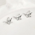 Close-up of bird charms with zircon inlay for DIY necklaces and jewelry making - White K Bird / Silver