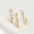 Detail of 14k gold plated rose pendants with zircon stones and twisted bamboo bars - 1# Twisted Long Bar 14k
