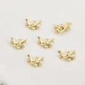 Set di 6 ciondoli a gru in oro 14k con zircone rosa per creazione gioielli fai-da-te - Oro 14K