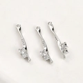 Detail of 14k gold plated twisted bar pendants with zircon rose and bamboo leaf design - 2# Twisted Long Bar White Gold