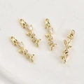 Macro detail of 14k gold plated rose pendants with cubic zirconia for DIY jewelry making - 5# Small Flower Bud Long Bar 14k