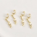 Macro detail of 14k gold-plated bamboo pendants with zircon stones for DIY jewelry making - 7# Rose Bud Long Bar 14k