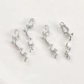 Macro view of silver flower vine pendants with cubic zirconia for jewelry making - 8# Rose Bud Long Bar White Gold