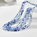 Close-up of multi-layer 2mm faceted glass beads necklace in blue and green hues - Blue Green and White Mix (MH-8)