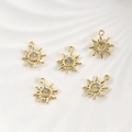 Set of five 14k gold plated sun charms with light blue cubic zirconia for jewelry making - 14K Gold Sun (14.8*12.3mm)