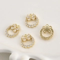 14k gold plated butterfly wreath pendants with zircon stones for DIY jewelry making - 14k Gold Butterfly Wreath (17.6*14.3mm)