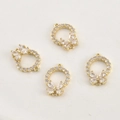 Macro detail of 14k gold plated butterfly wreath charms with sparkling zircon for DIY jewelry - 14k Gold Double Connector Butterfly Wreath (20*14mm)