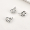 Détails de breloques bretzel argentées avec zircons pour la création de bijoux DIY - Style Cœur Incliné Or Blanc Entièrement Serti de Zircon / Argent
