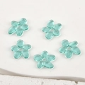 Detailed view of five translucent blue handmade glass flower beads for DIY jewelry making - Five-Petal Flower Style(4#) / 1 Piece (Approx. 18x17.4mm) / Lake Blue