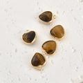 Macro detail of faceted tiger eye heart charms with gold plated borders for jewelry DIY - 6# Tiger Eye Heart / Approx 13.6*11.2mm