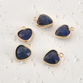 Five heart-shaped blue faceted crystal pendants with gold edges for DIY jewelry making - 8# Lapis Lazuli Heart / Approx 13.6*11.2mm