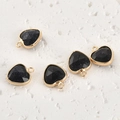 Macro shot of five blue sandstone heart pendants with faceted surface and gold edges - 10# Blue Sandstone Heart / Approx 13.6*11.2mm