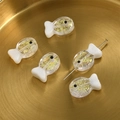 Macro detail of fish-shaped glass beads with gold foil for DIY jewelry making - White Foil Fish (1#)