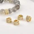 Distanziatore in oro 14k con zirconi micro-pave per creazione gioielli fai-da-te e collane - Perlina distanziatrice a foro grande filettata 14k (circa 7.5*10.4mm) / Oro 14K
