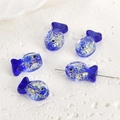Macro shot of blue foil glass fish beads for handmade jewelry DIY necklaces and bracelets - Royal Blue Foil Fish (9#)