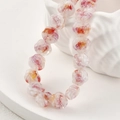 Handmade glass rose beads with colorful smudge effect for DIY jewelry crafting - Pink White