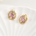 Makroaufnahme der rosa Zirkonblatt Anhänger mit 14k Goldbeschichtung für DIY Schmuckherstellung - 14k Gold Überzogene Pinker Zirkon Oval (Ca. 19.7x16mm)
