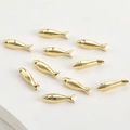 Set of 10 gold-plated fish spacer beads with micro-rhinestones for DIY jewelry making - Gold