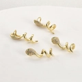 Dettaglio di ciondoli a serpente placcati in oro 14k con zirconi per gioielli fai-da-te - Spirale di Serpente Oro 14K (A1-247) / Circa 27*8.3mm