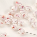Handgefertigte herzförmige Glasperlen mit rosa Wirbeln für DIY Schmuck und Bastelarbeiten - Herz / 5er-Pack / 2# Rosa-Weiß