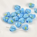 Ijsblauwe hartvormige lampwork glaskralen met spiraalpatroon voor DIY-sieraden maken - Hart / Set van 5 / 7# Zeeblauw