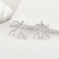 Dettaglio macro di orecchini a ramo di corallo argento con texture opaca e gancio DIY - Ramo di Corallo Bianco K (25*27.3mm)