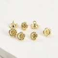Set di 7 ciondoli a fiore a cinque petali placcati oro 14k per creazione di gioielli - Circa 8.3x6.6mm / Fiore Piccolo Oro 14K