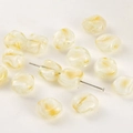 Macro detail of cream and yellow swirl patterned glass beads for DIY jewelry making - Square / 5 Pieces / Cream