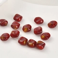 Detail of red-brown marbled resin beads with yellow mist patterns for DIY jewelry - Square / 5 Pieces / Red