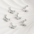 Detailed view of silver moon charms featuring rectangular zirconia and top hanging loops - Moon (8#)