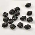Macro detail of irregular black glazed glass beads for DIY jewelry making and crafts - Square / 5 Pieces / Black