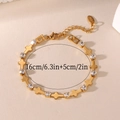Pulsera de cruz de acero inoxidable bañada en oro de 18K con circonitas, largo 16cm+5cm - Dorado