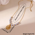Detail of 18K gold plated necklace with blue and white porcelain beads and tulip charm - Tulip (25WN024)