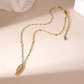 18K gold-plated stainless steel necklace featuring a textured ocean fish pendant for women - Fish
