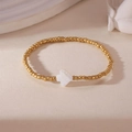 18K gold-plated beaded bracelet featuring a white shell heart pendant for women - Gold Arrow
