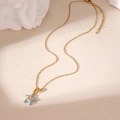 Détail du pendentif étoile de mer avec émail bleu et chaîne en acier inoxydable doré - Style Étoile de mer (Style D)