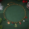 Collana di Natale in acciaio inossidabile placcato oro 18k con ciondoli albero - Collana
