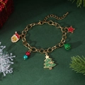 Bracciale in acciaio inossidabile placcato oro 18 carati con ciondoli natalizi festivi - Bracciale