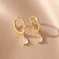 Pendientes de gota bañados en oro de 14 quilates con cristales de pera brillantes - Teardrop
