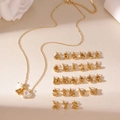Golden heart zircon and pearl necklace featuring a 3D bubble letter R pendant set - Letter A